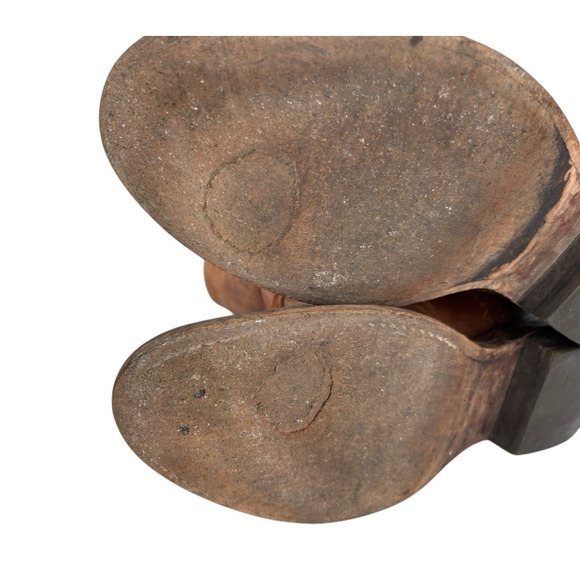 Vintage Double H Western Distressed Rustic Brown Leather Cowboy Boots Size 9 - Picture 10 of 11